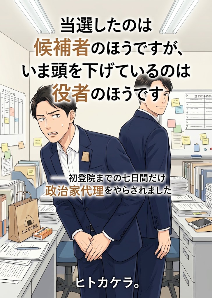 当選したのは候補者のほうですが、いま頭を下げているのは役者のほうです 表紙